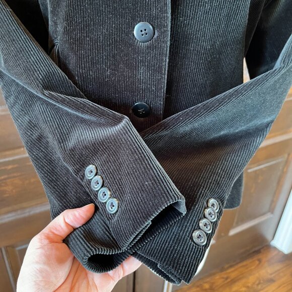 Ralph Lauren Blue Label Women's 10 Black Corduroy Blazer 3 Button Vintage Cotton - Picture 4 of 11